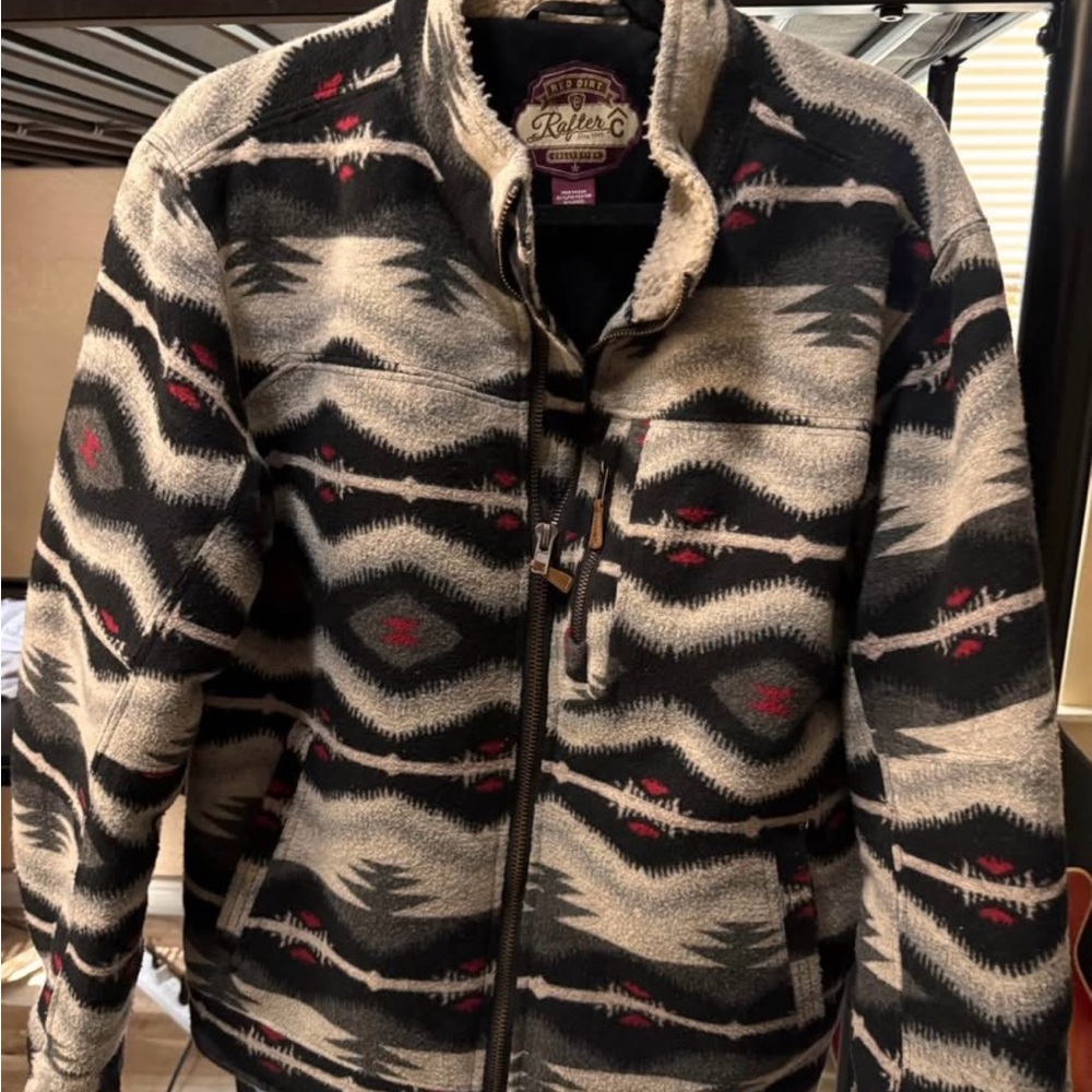 Roper Black and White Patterned Fleece Jacket
